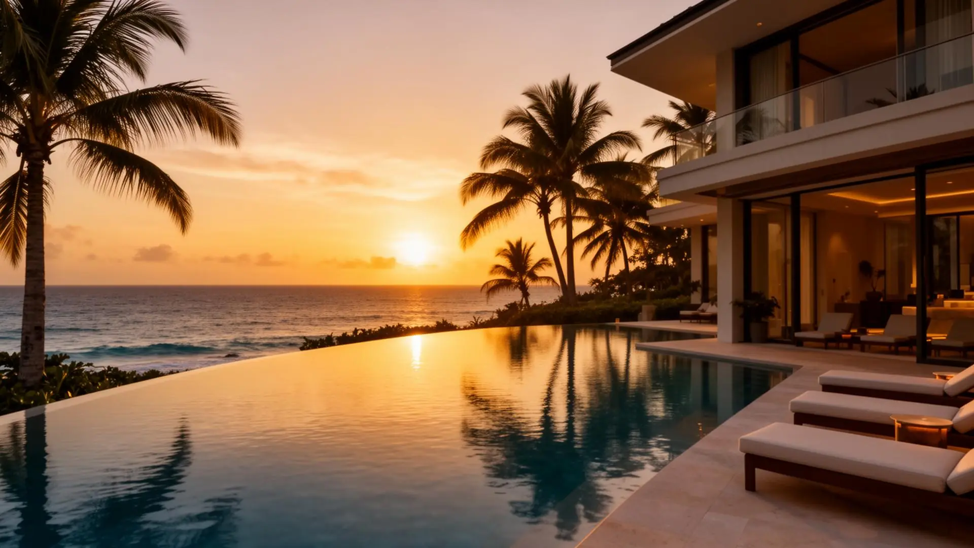 Infinity pool overlooking the Caribbean ocean