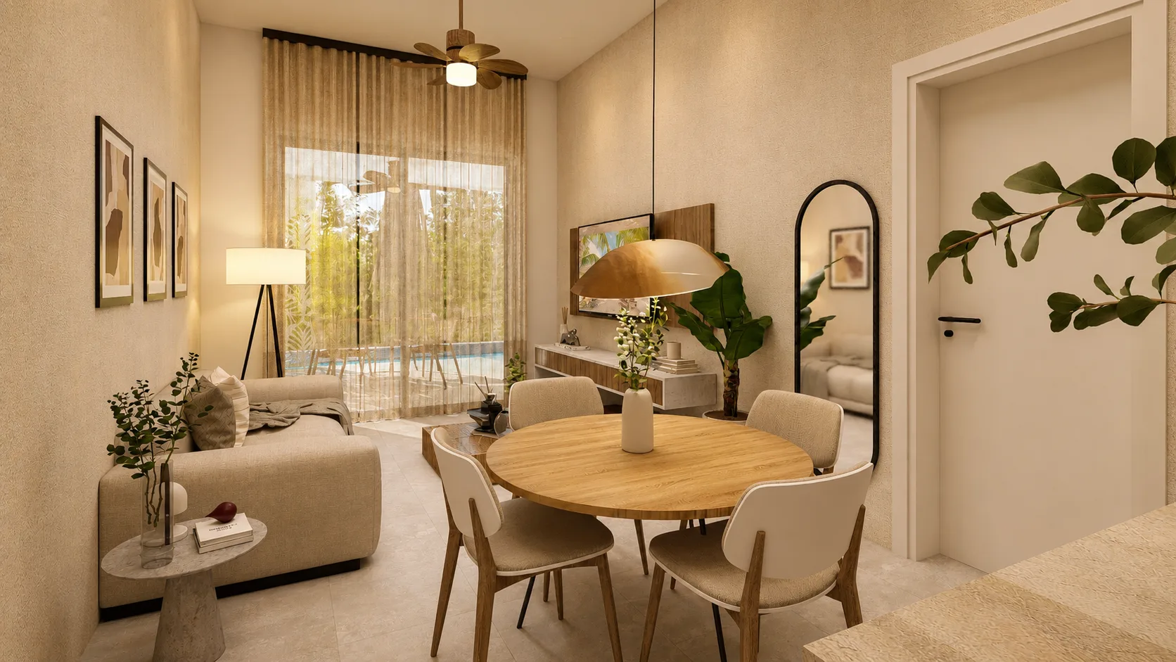 Apartment interior — living and dining area